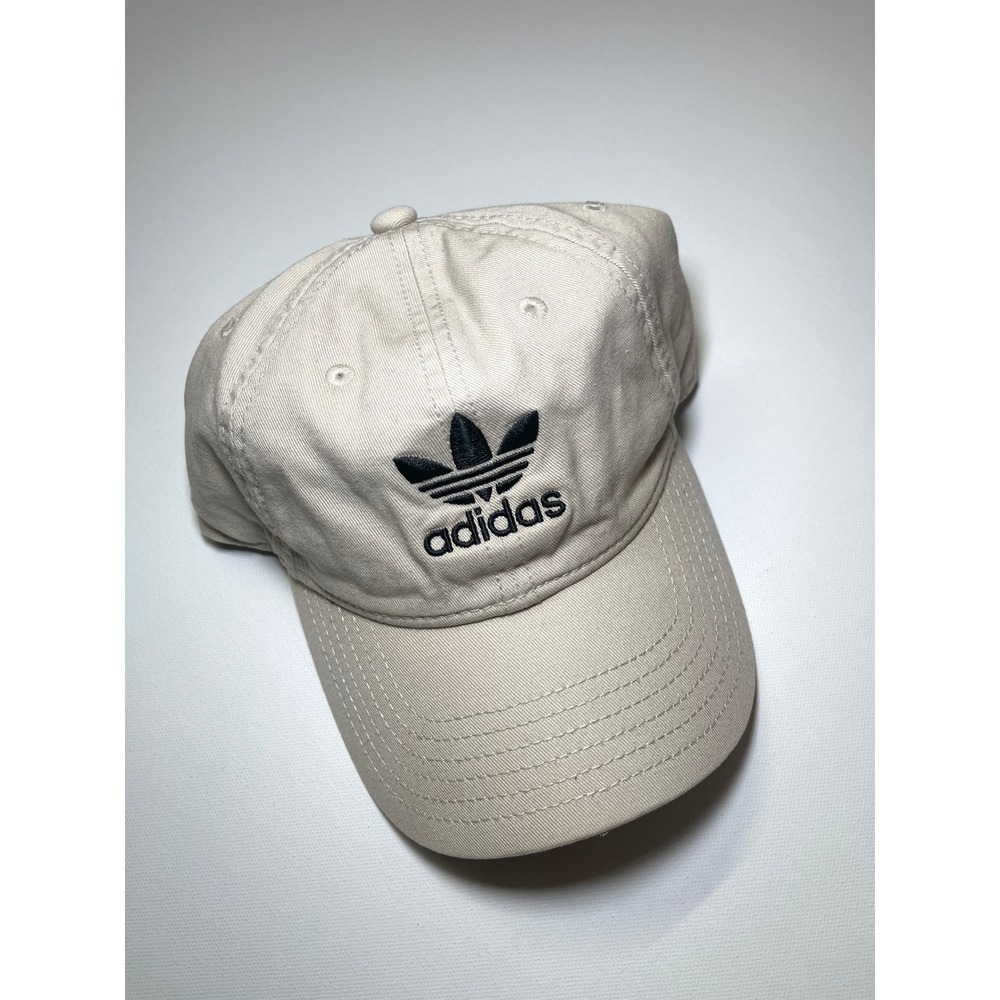 Adidas Originals Trefoil Baseball Cap Beige Khaki Adjustable Dad Hat Logo Mens